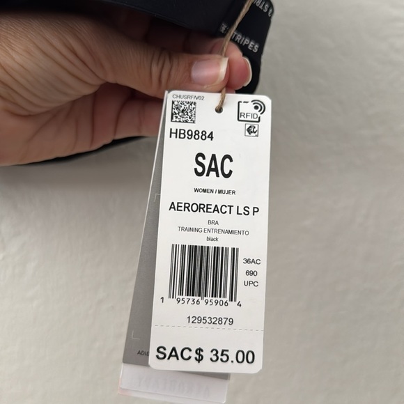 NWT adidas Black Aeroreact Training Light Sup Padded Sports Bra Yoga Small A-C - Picture 6 of 11